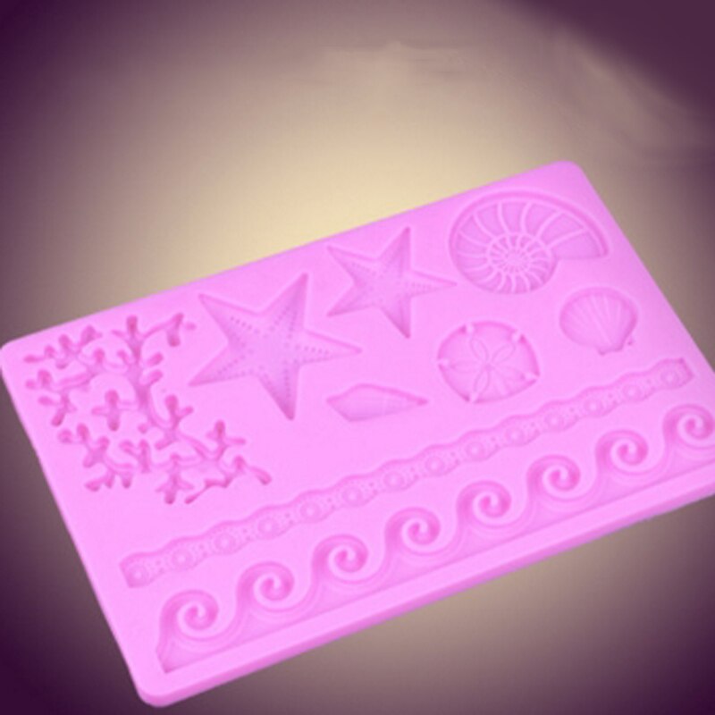 Underwater World Conch Shell Form Silicone Mould DIY Wave Star Fondant Cake Decoration Tools Embossing Mold Kitchen Baking Tool