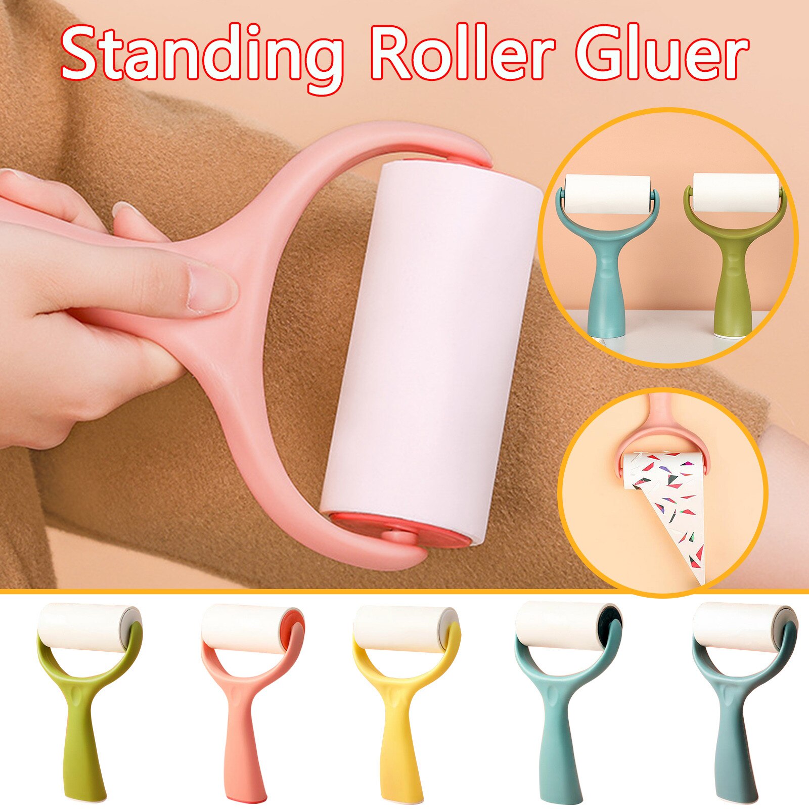 25#  stand-up rulle klæbemiddel husholdningstøj fjernelse af hårbørste vaskbar rulle renere fnug rengøringsmiddel