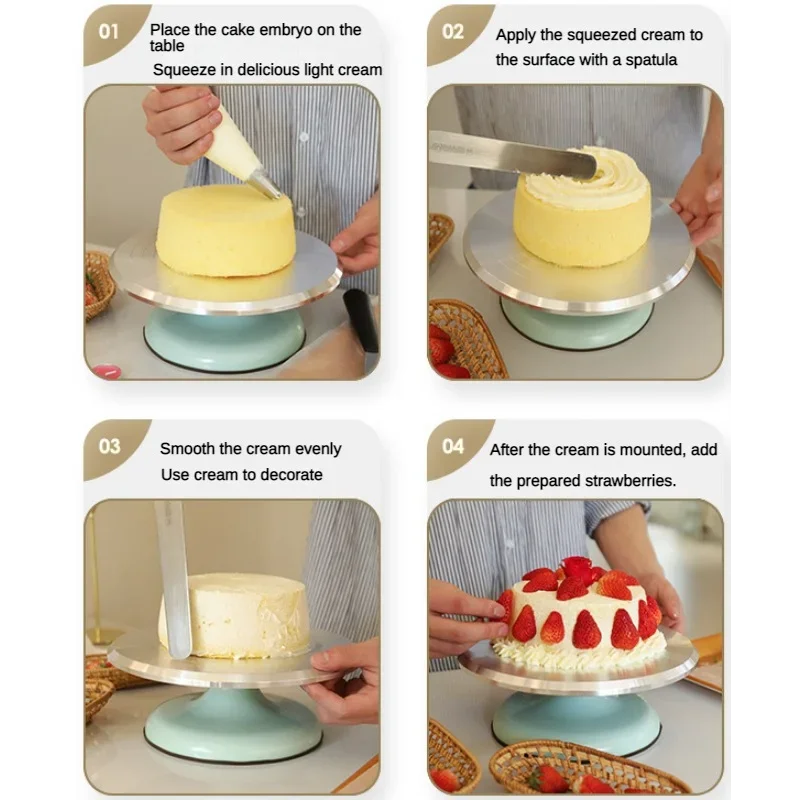 Piatto girevole per pasticceria da 10 pollici, supporto per torta, vassoio rotante per pasticceria professionale in lega di alluminio e strumento di decorazione per accessori per pasticceria