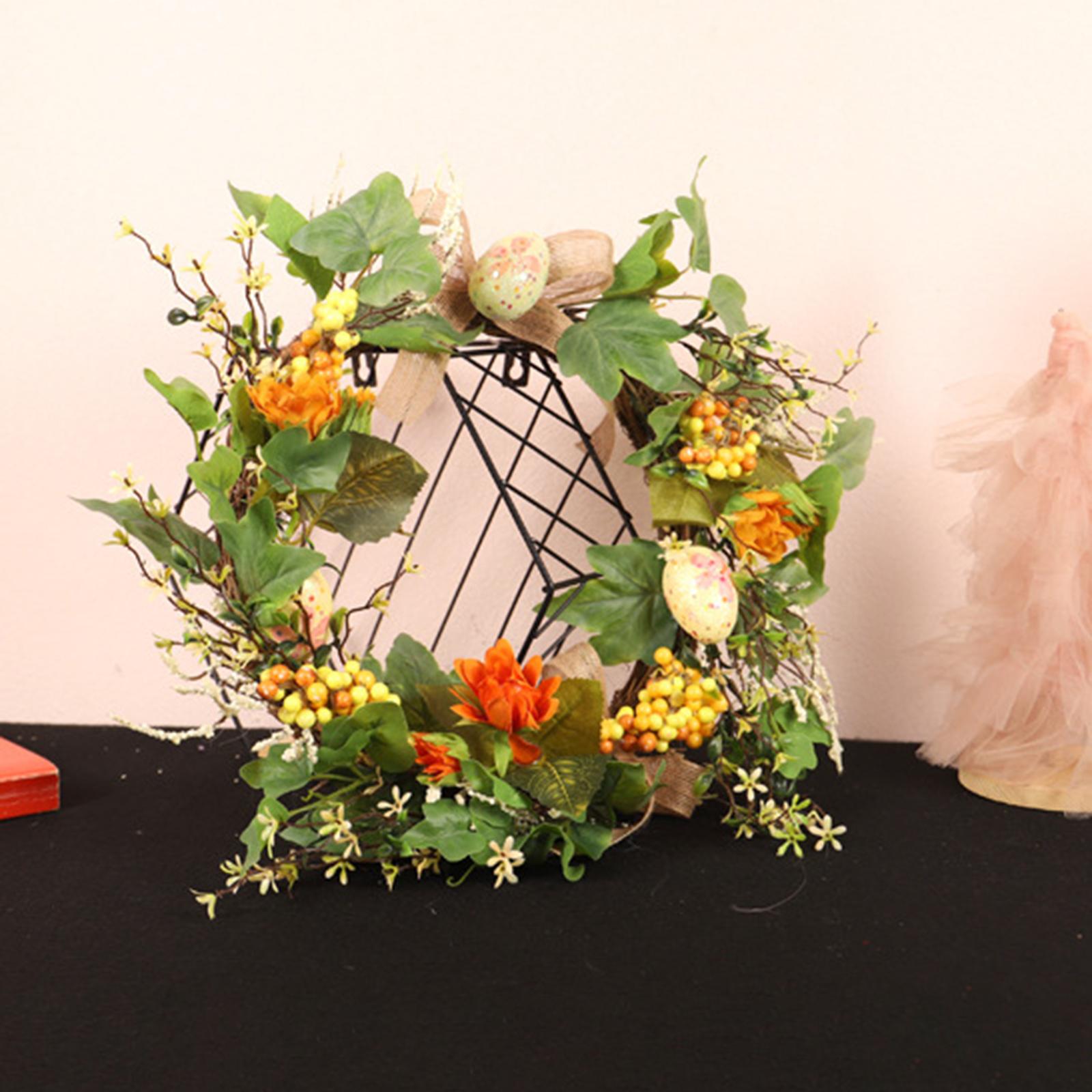 Hanging Easter Wreath Loop Birds Eggs Wreath Decoration Simulated Wreath Decor for Window Front Doors Living Room Curtain Spring