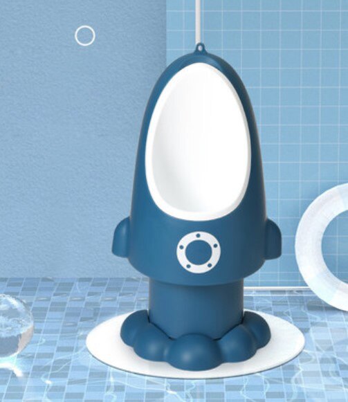 Dla dzieci nocnik toaleta pisuar Pee trener ścienny toaleta Pee trener dzieci niemowlę chłopiec łazienka rakieta pisuar: Niebieski