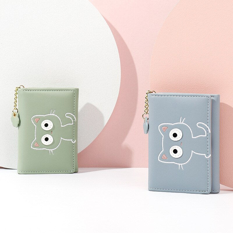 2020 del nuovo fumetto sveglio clip di carta breve portafoglio femminile dell'unità di elaborazione di tre piega ragazze ottavino raccoglitore delle signore del raccoglitore mini portafoglio Rosa
