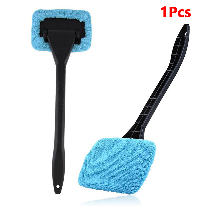 Car Window Cleaner Brush Auto Interior Glass Wash Wiper Multi Functional Household Glass Cleaning Brush Reusable Cloth Pad: Dark Grey