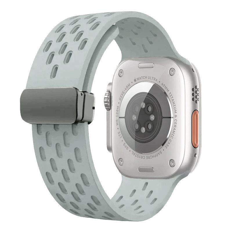Magneettinen ranneke apple watch ultra 2 :lle , 49mm 44mm 45mm 40mm 41mm 42 38 45 mm silikoniranneke iwatch-sarja 9 7 8 se 6 5 3: Ruusun vihreä / 12mm