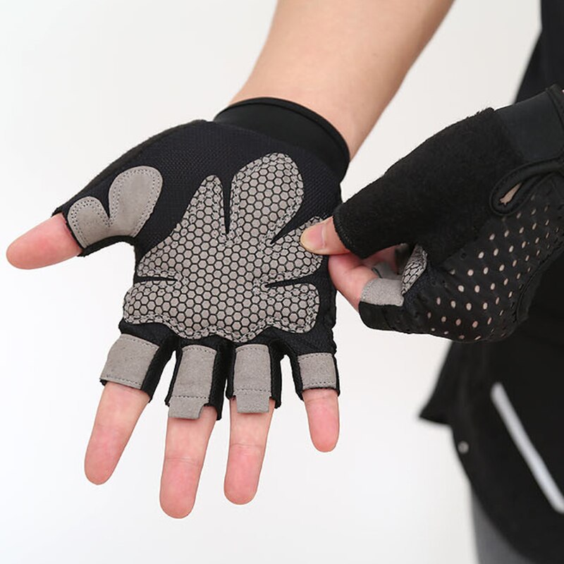 Heren dames gewichthefhandschoenen gym halve vinger sport fitness handschoenen antislip weerstand oefening training pols handschoenen