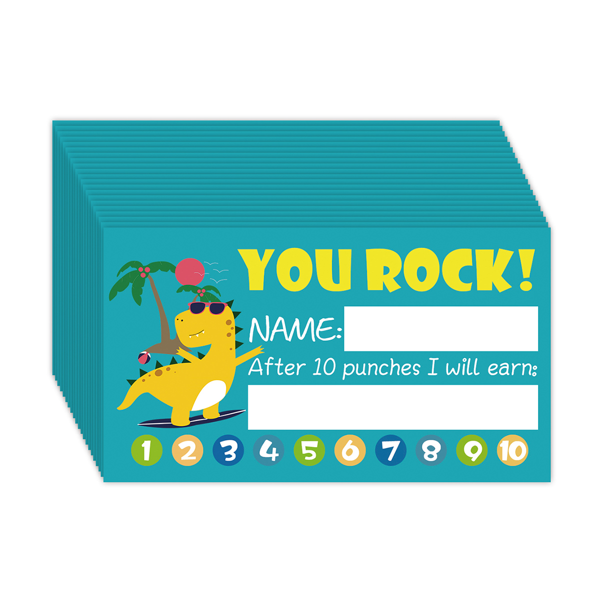 50 Uds. Tarjetas perforadas de incentivo de recompensa para niños de dibujos animados de 3,54x1,97 pulgadas para niños, estudiantes, profesores motivados, enseñanza de pequeñas empresas: YELLOW