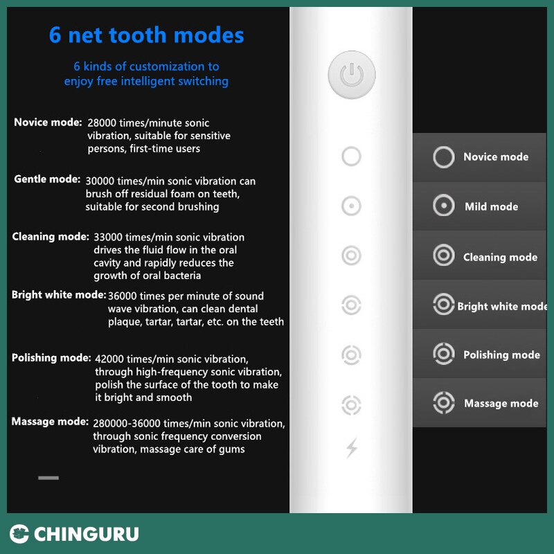 Sonic toothbrush x-3 sonic toothbrush electric toothbrush Electric Toothbrush Sonic Vibration 6 Files Adult Household