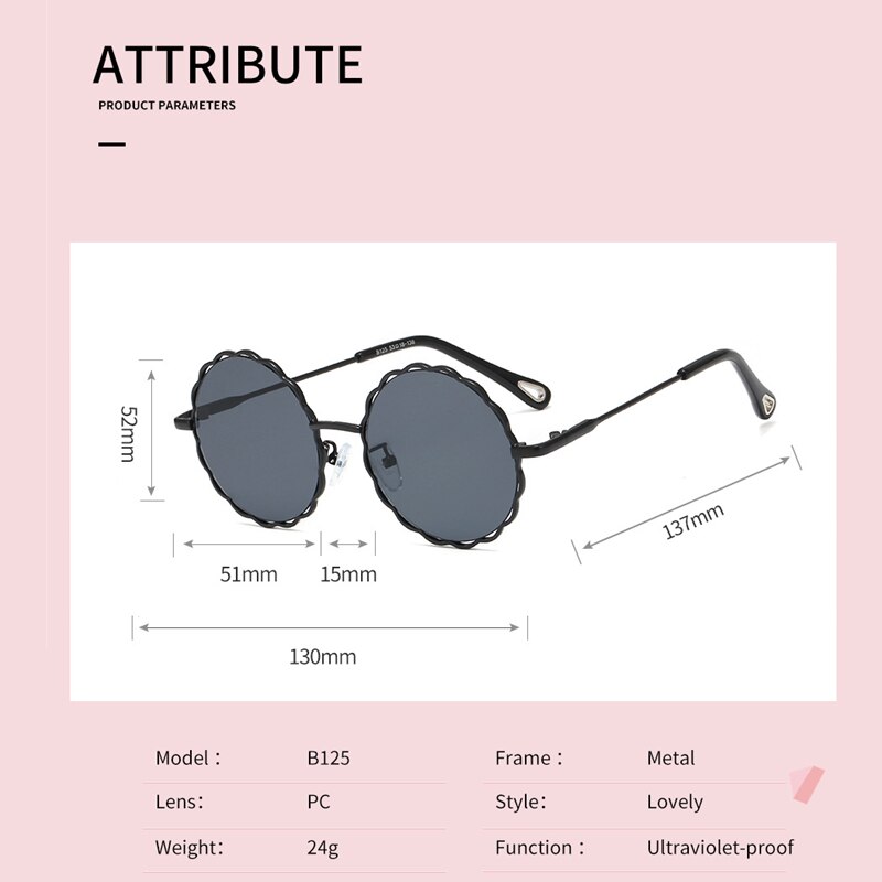 Runde solbriller børnemærke blonde stel metal solbriller baby spejl børn solbriller piger drenge okulry