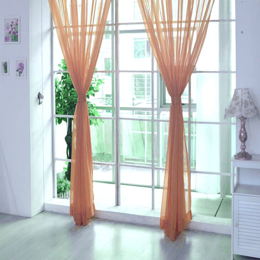 1 Pcs Pure Kleur Tulle Deur Gordijn Drape Panel Sheer Sjaal Valletjes Moderne Voile 200Cm X 100Cm: E