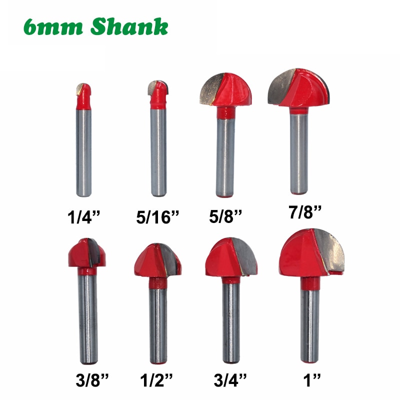 1pc 6mm skaft fræsning træskæring træ kugle næse fræser bit rund fræsning træ cnc radius kerne kasse solid hårdmetal