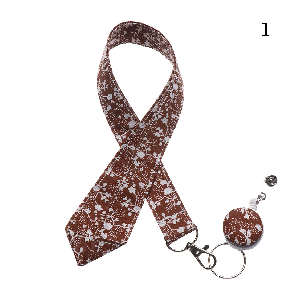 1PC Printed Fabric Lanyard Badge Reel ID Card Holder Clip Mobile Phone Neck Hanging Rope Floral Print Straps Office Supplies: 1