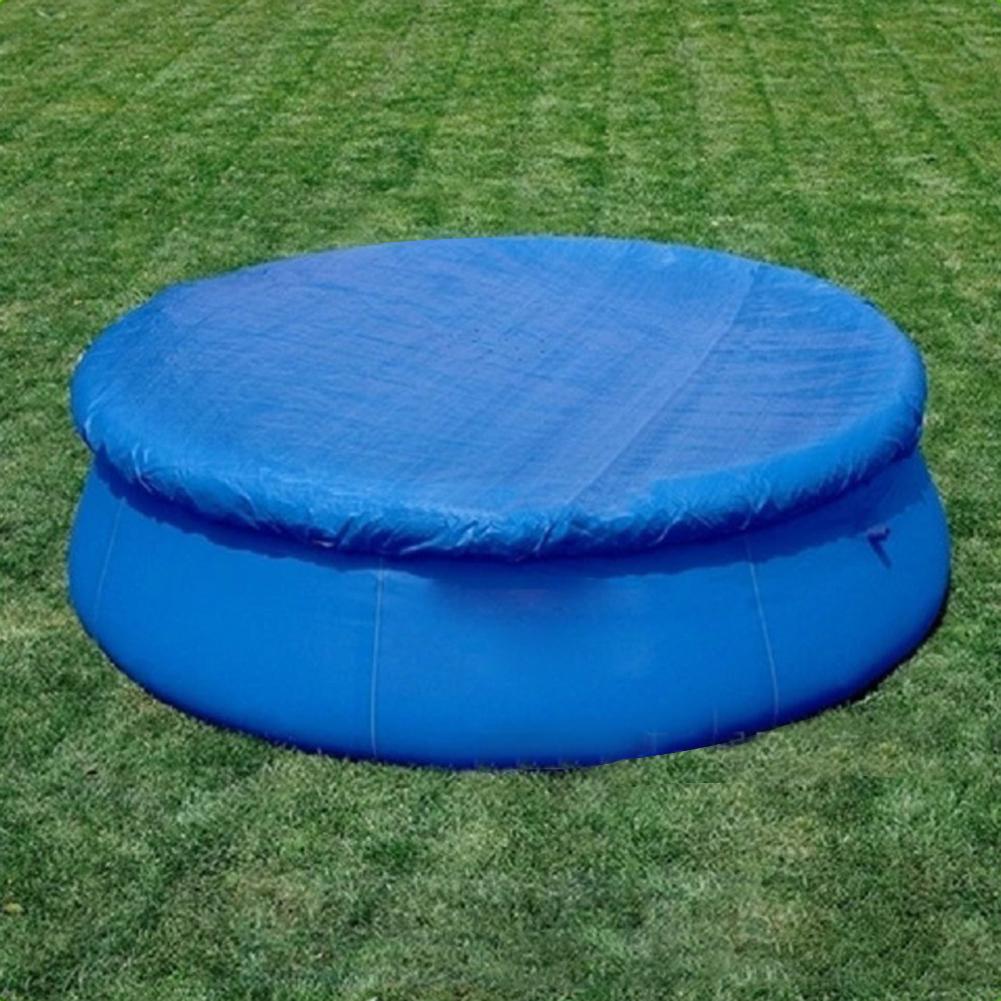 Poolkåpa damm regnbeständigt poolskydd blå rund presenning tålig för familjens trädgårdspooler pool och tillbehör
