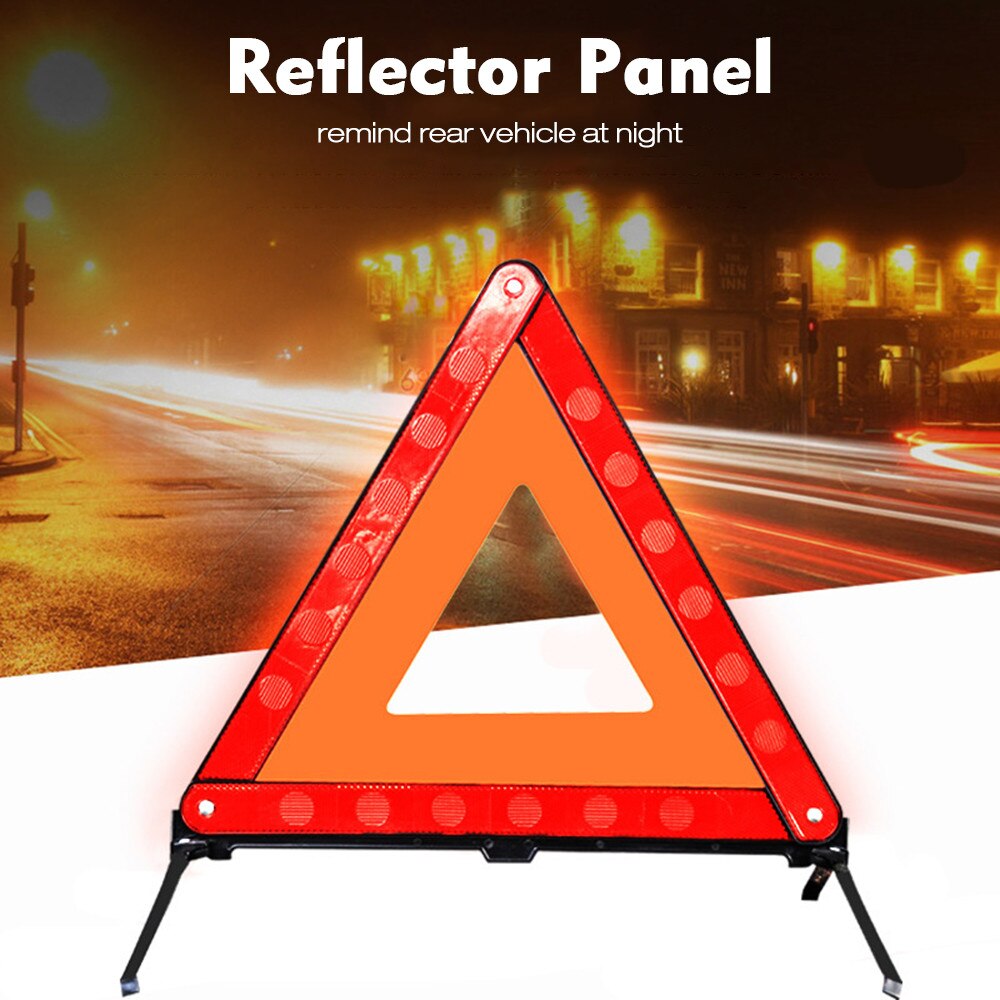 Car Emergency Breakdown Warning Triangle Red Reflective Safety Hazard Car Tripod Folded Stop Sign Reflector