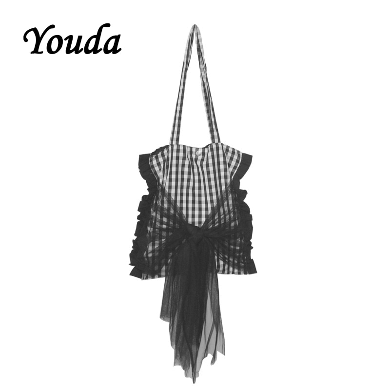 Youda coréen Style Plaid dames sac à provisions sac à main Simple femmes fourre-tout Ultra léger fille sacs à bandoulière