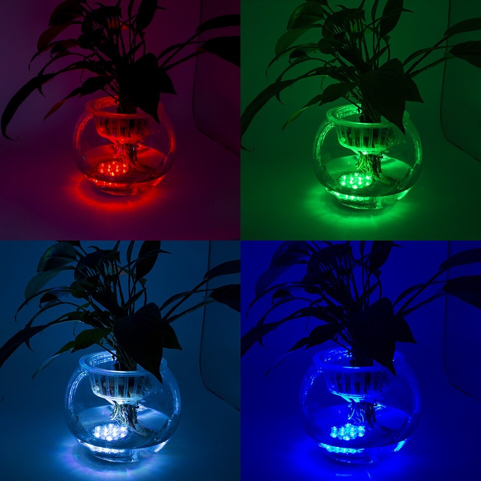 10 Led Waterproof RGB Battery Remote Controlled Submersible LED Underwater Light for Vase Aquarium and Outdoor Party Decoration