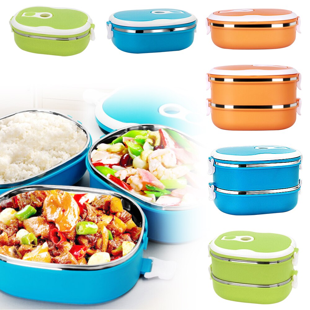 900/1800Ml Rvs Keuken Geïsoleerde Thermische Lunch Box Bento Kantoor Picknick Voedsel Container Lekvrij Thermos Lunchbox