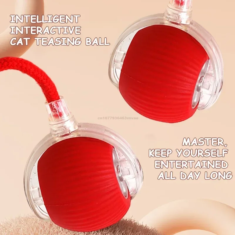 Pelota eléctrica para gatos, pelota rodante automática, cola de imitación, juguete interactivo recargable para mascotas, entrenamiento para perros y gatos, juguetes para mascotas con ratón de imitación