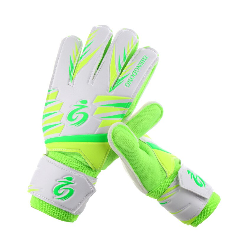 Football goalkeeper gloves primary and secondary students goalkeeper training gloves youth adult non-slip gloves: Green / size 7