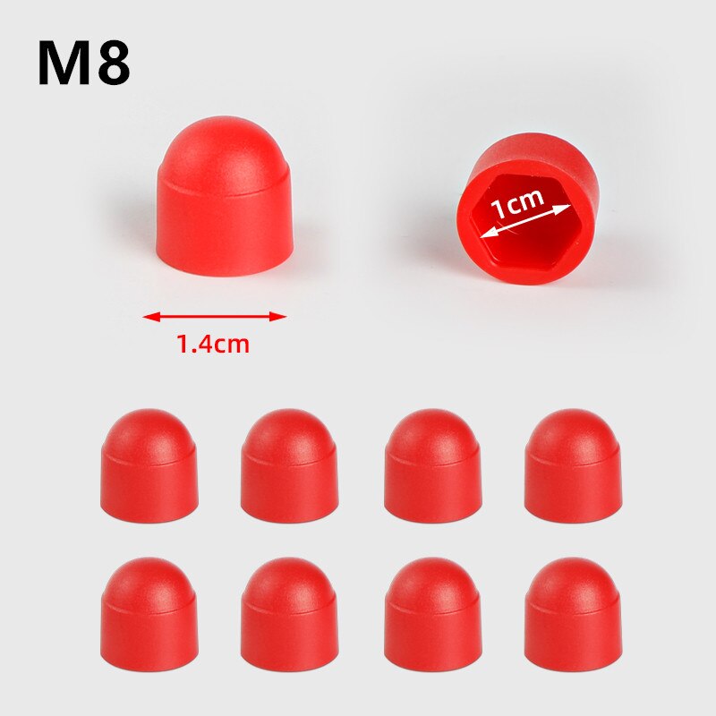 8 stk bil interiør tilbehør auniversal automatisk skruebeskyttelseshette til hyundai kia peugeot chevrolet mitsubishi suzuki styling: Rød