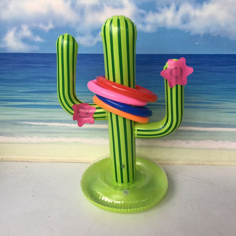 Aufblasbares kaktus-ringwurfspiel-set aus pvc für den außenpool, schwimmendes poolspielzeug, strandpartyzubehör, party-eisbar