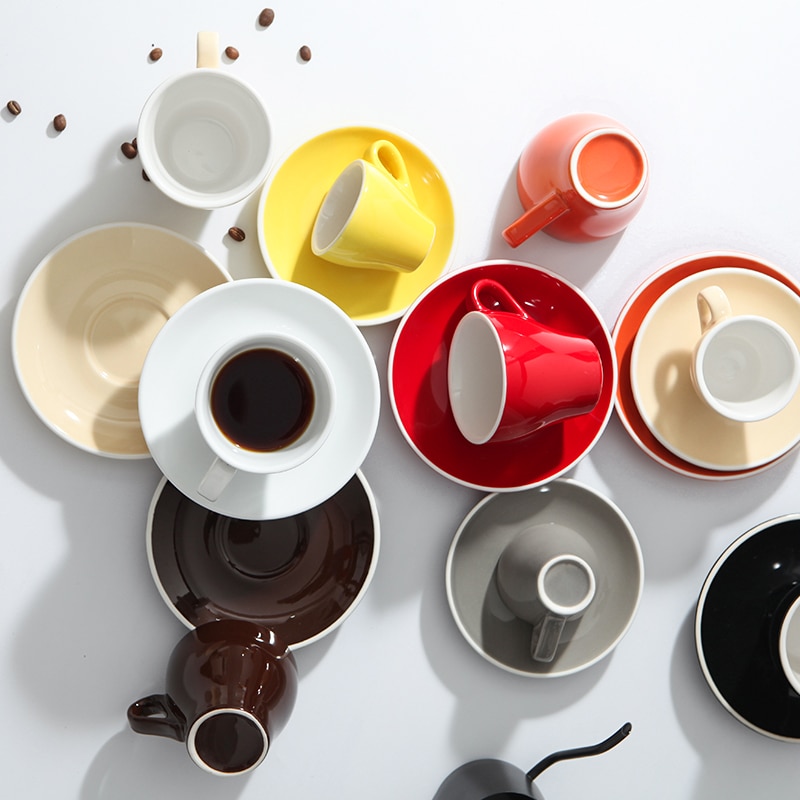 Godteri farge ekspresso kopp og tallerken fargerike 80ml kaffesett italienske amerikanske kaffekopper