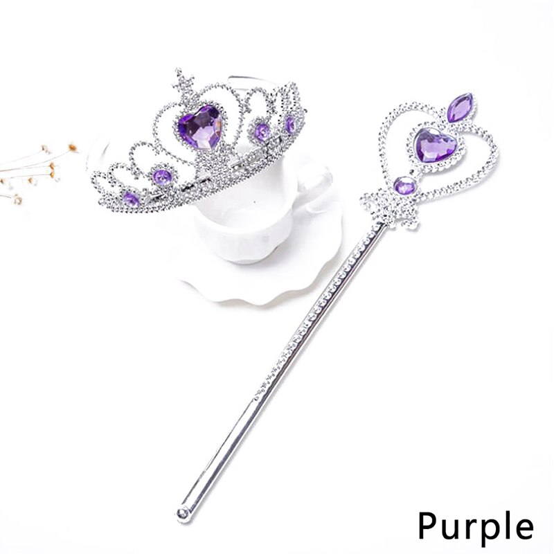 2 unids/set niña princesa accesorios diamante corona niños traje de de chica accesorios Hada de diamantes varita mágica: Morado