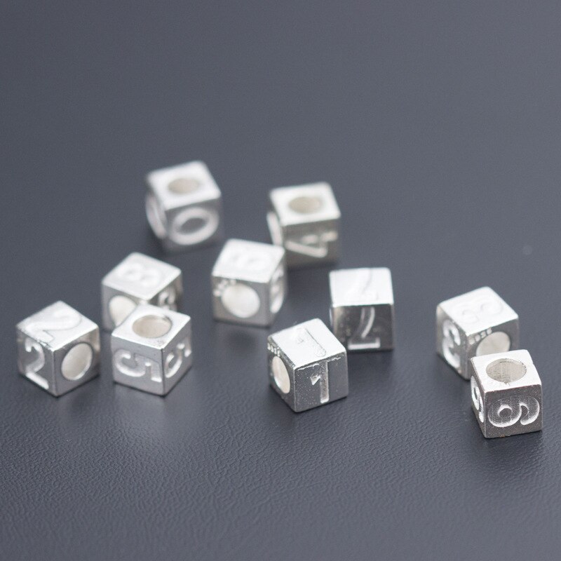 Argento sterlina 925 Numero Quadrato Branelli Del Distanziatore 6 millimetri Braccialetti Fatti A Mano Regalo di Fascino Argento Perline FAI DA TE Gioielleria Raffinata Che Fanno I Risultati