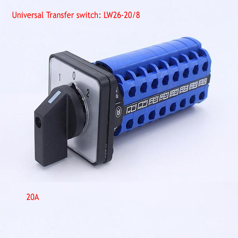 LW26-20/8 Drie-Speed Acht-Sectie Universele Transfer Switch Acht-Draad Twee Groep Dual-power Switching Signaal Circuit Motor