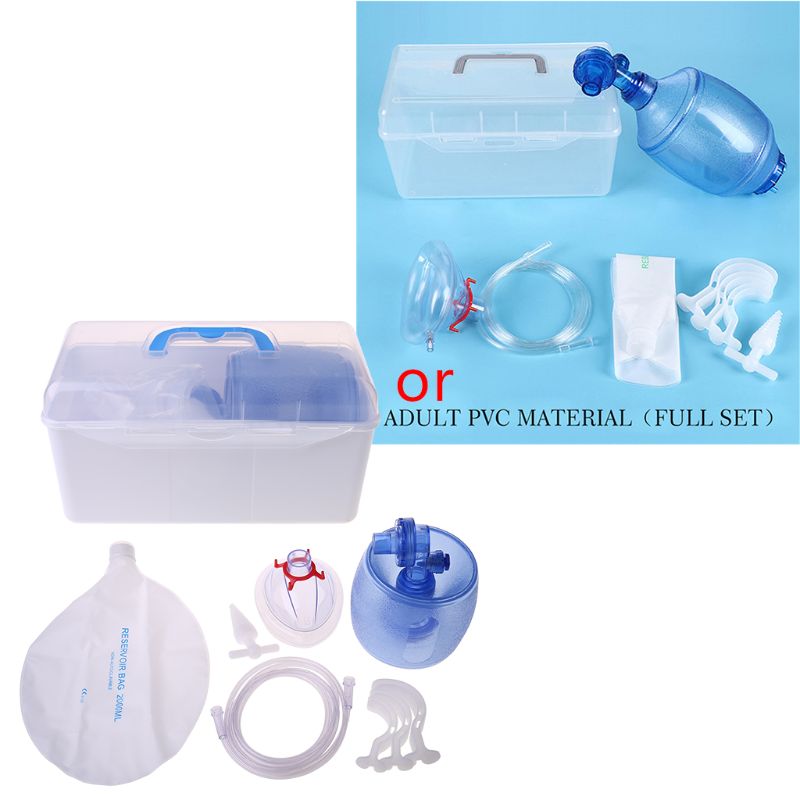 Adulto/crianças/infantil manual ressuscitador pvc ambu saco oxigênio tubo kit de primeiros socorros