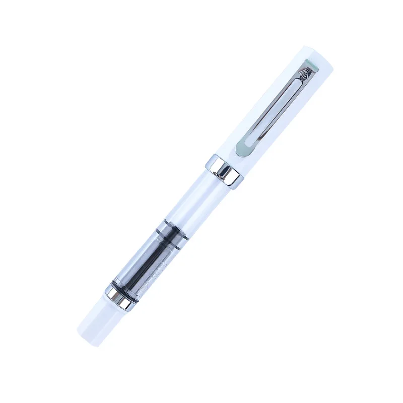 Lanbitou 3059 pluma estilográfica de pistón pluma de tinta de plástico EF/F punta Clip plateado negocios PK JINHAO papelería suministros escolares de oficina: Gris claro / f