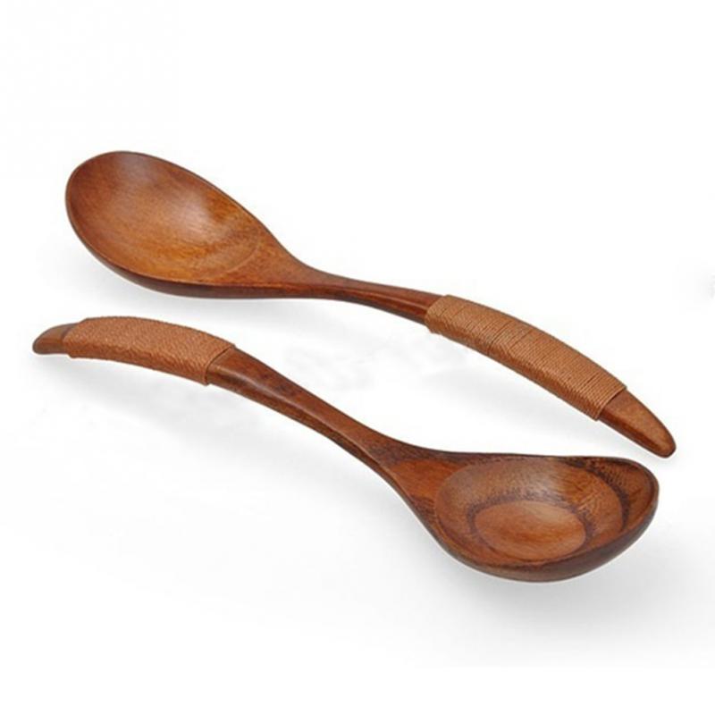 Cuchara de madera de 1/3 Uds., vajilla de laca china, cuchara de sopa de madera resistente al calor, cuchara de estilo kaki con mango marrón, cuchara para beber sopa