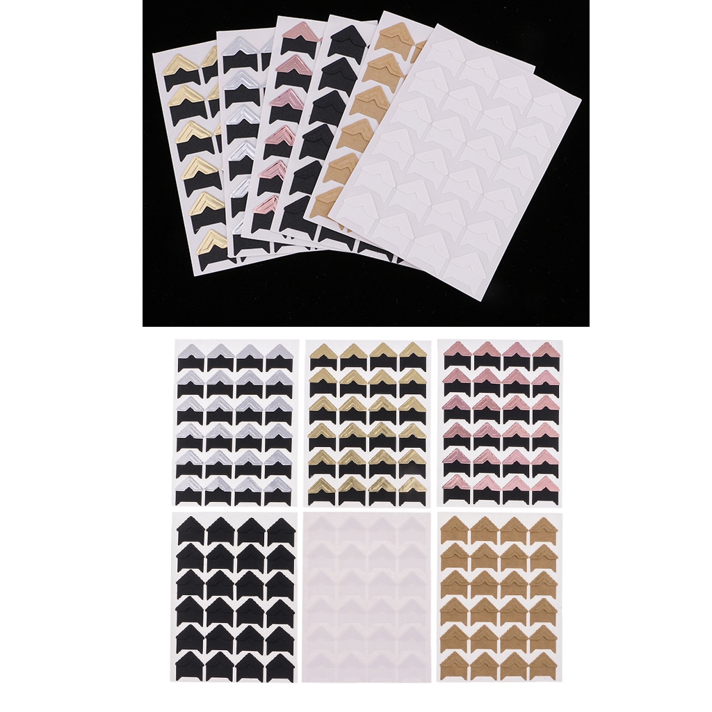 12 Sheets Kraft paper Photo Mounting Sticker Corner Stickers for Scrapbooking Album Photo Corners Memory Books 2x2cm
