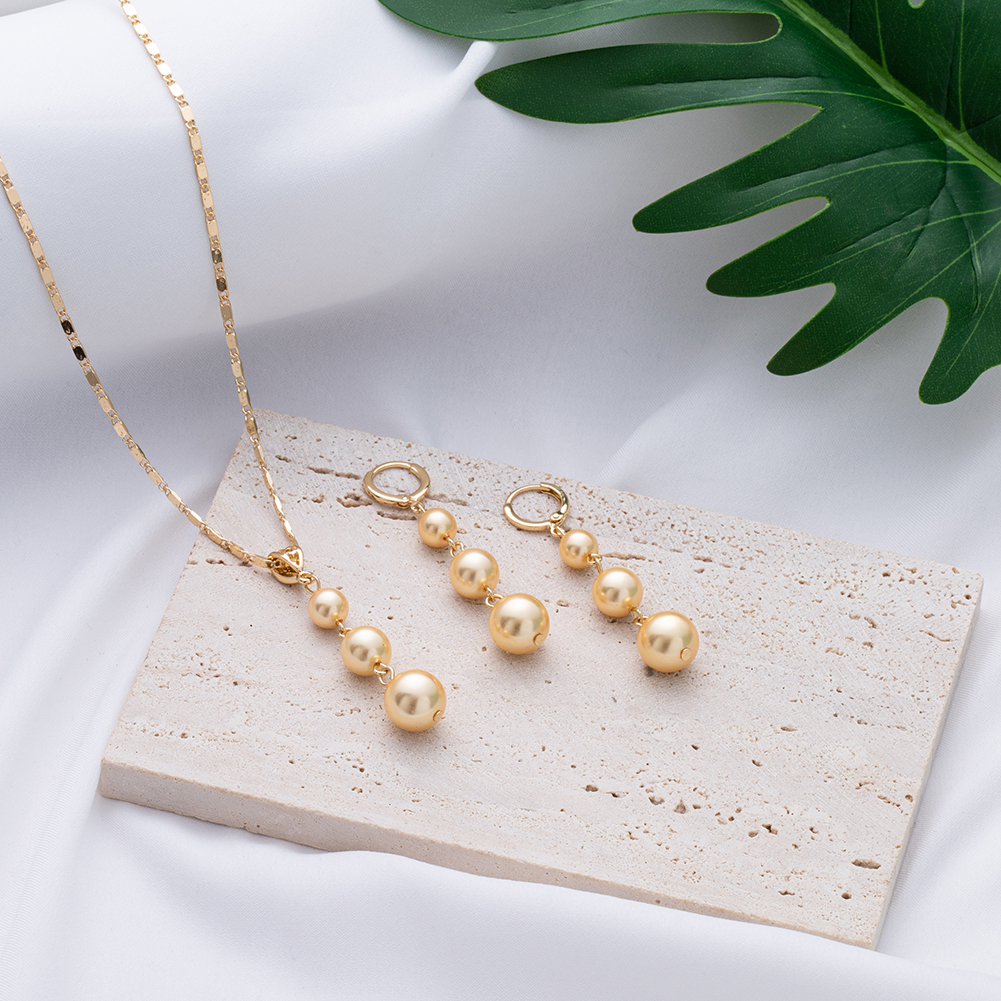 Cring Coco Hawaiian Polynesische Plumeria Ketting Set Gold Filled Hanger Hoop Oorbellen Sieraden Sets Voor Vrouwen Meisjes: ZH0500GOYE
