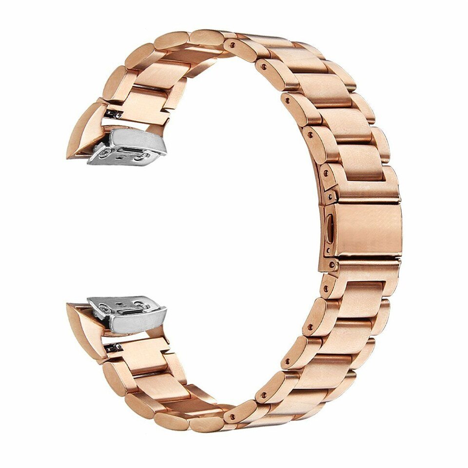 Rostfritt stålband för samsung gear fit 2 pro smart armband band loop för samsung gear fit 2 handledsögla correa: Rosa guld