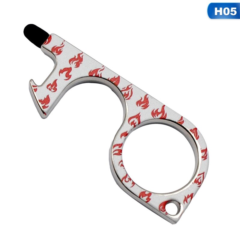 Portable Clean Key Door Opener Handheld Brass EDC Keychain No Touch Elevator Button Non-Contact Handheld Tool: H05