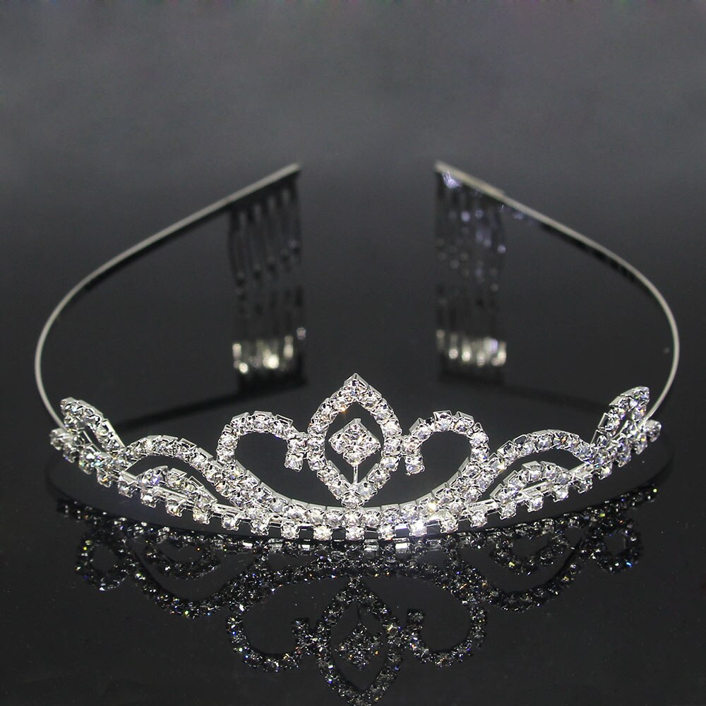 Carddoor Schattige Prinses Tiara 'S Bruiloft Haarbanden Bridal Crown Kammen Strass Haaraccessoires Meisjes Kid Mode Haar Sieraden: 5