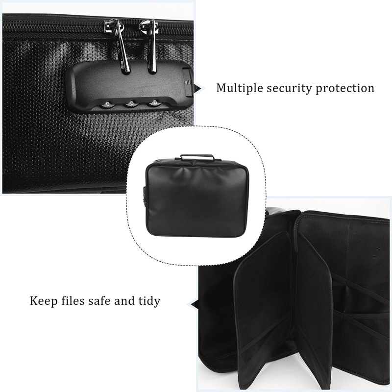 Organiseringsveske brannsikker dokumentveske med lås bærbar arkiveringsboks holder til dokumentmappe passbevis