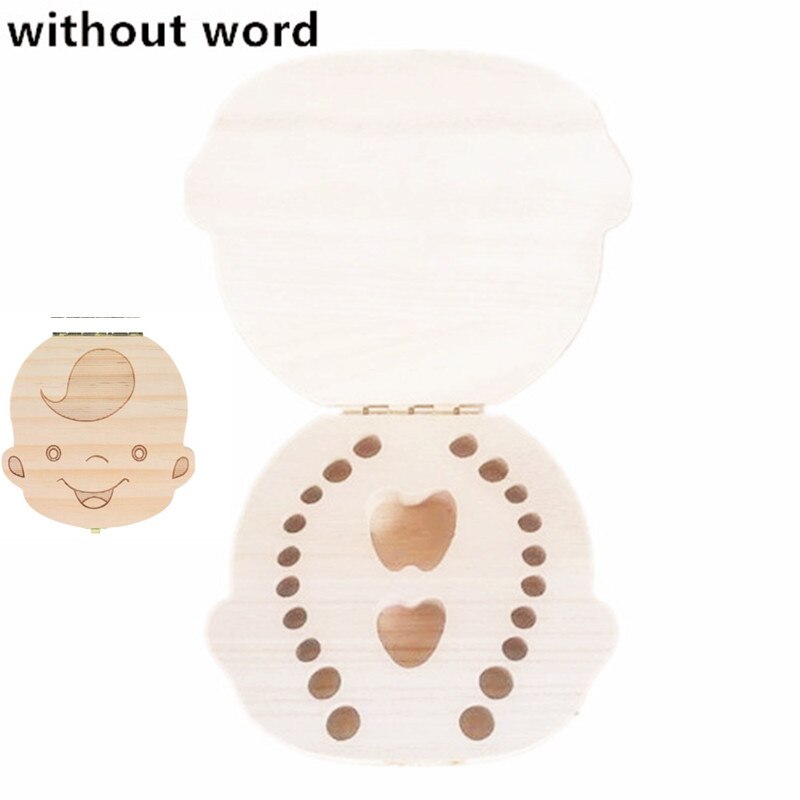 Baby Souvenirs Zahn Kasten Griechischen/Spanisch/Englisch/Russisch/Französisch/Italienisch Holz Milch Zähne Organizer Lagerung Kasten für Jungen Mädchen: Nein Wort Junge