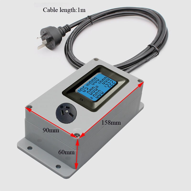 intelligent socket display energy power ampere voltage frequency with power plug cable Australia socket can display A V Hz W kwh