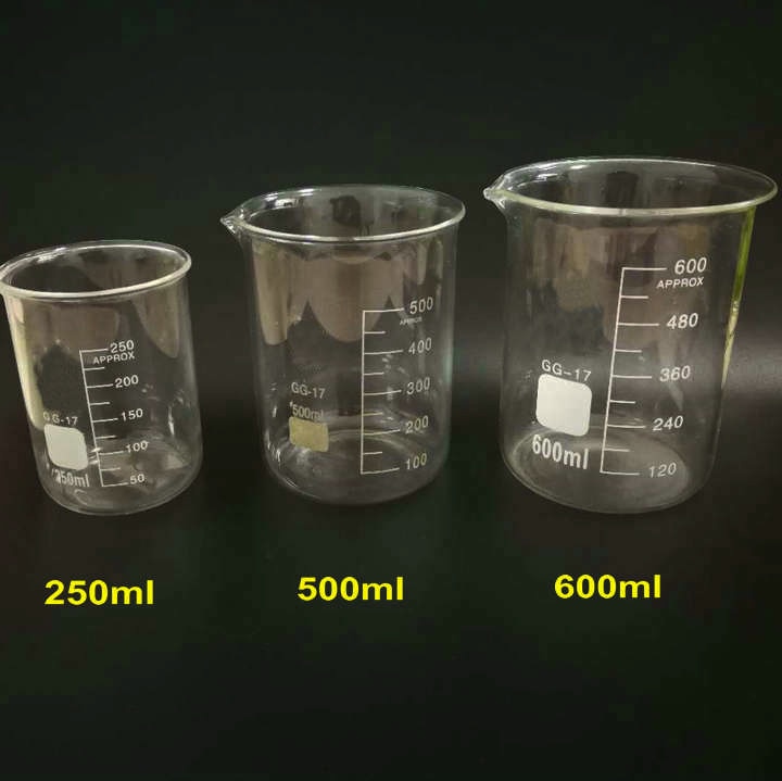 3 stks/set 250/500/600ml Bekerglas voor Laboratoriumtests, maatbeker Volumetrische Glaswerk voor Lab Experimenten