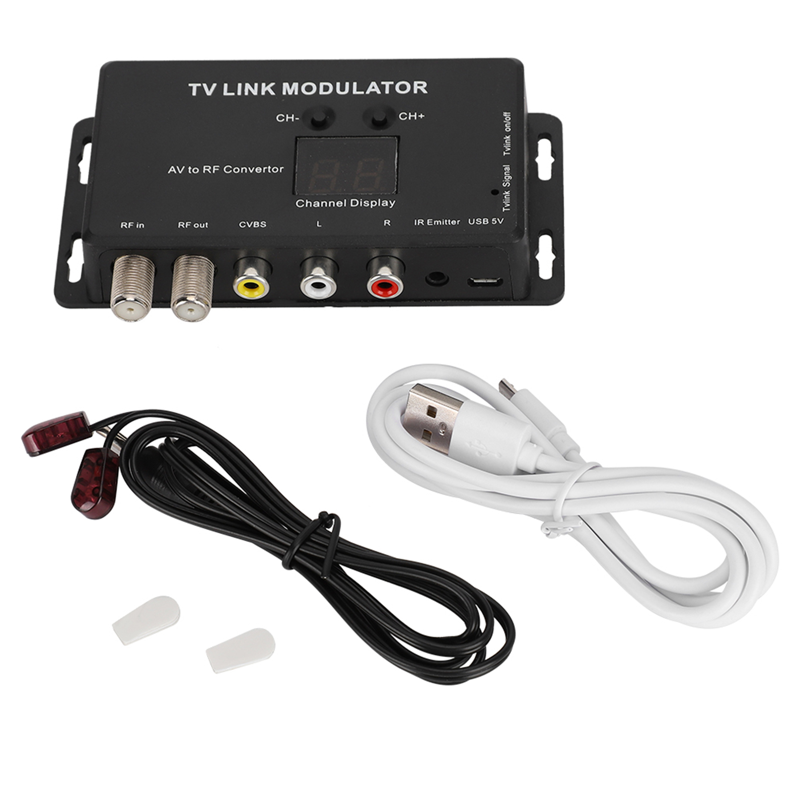 Modulador TM70 UHF TV LINK, Conversor AV para RF, Extensor IR com Display de Canais