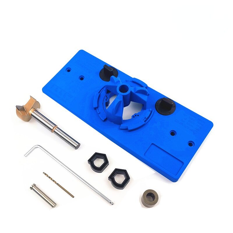 35mm Hinge Jig Hole Drill Guide Hole Locator Forstner Bit Wood Cutter Kitchen Cabinet Door Hinges Carpenter Woodworking Tools: Blue set1