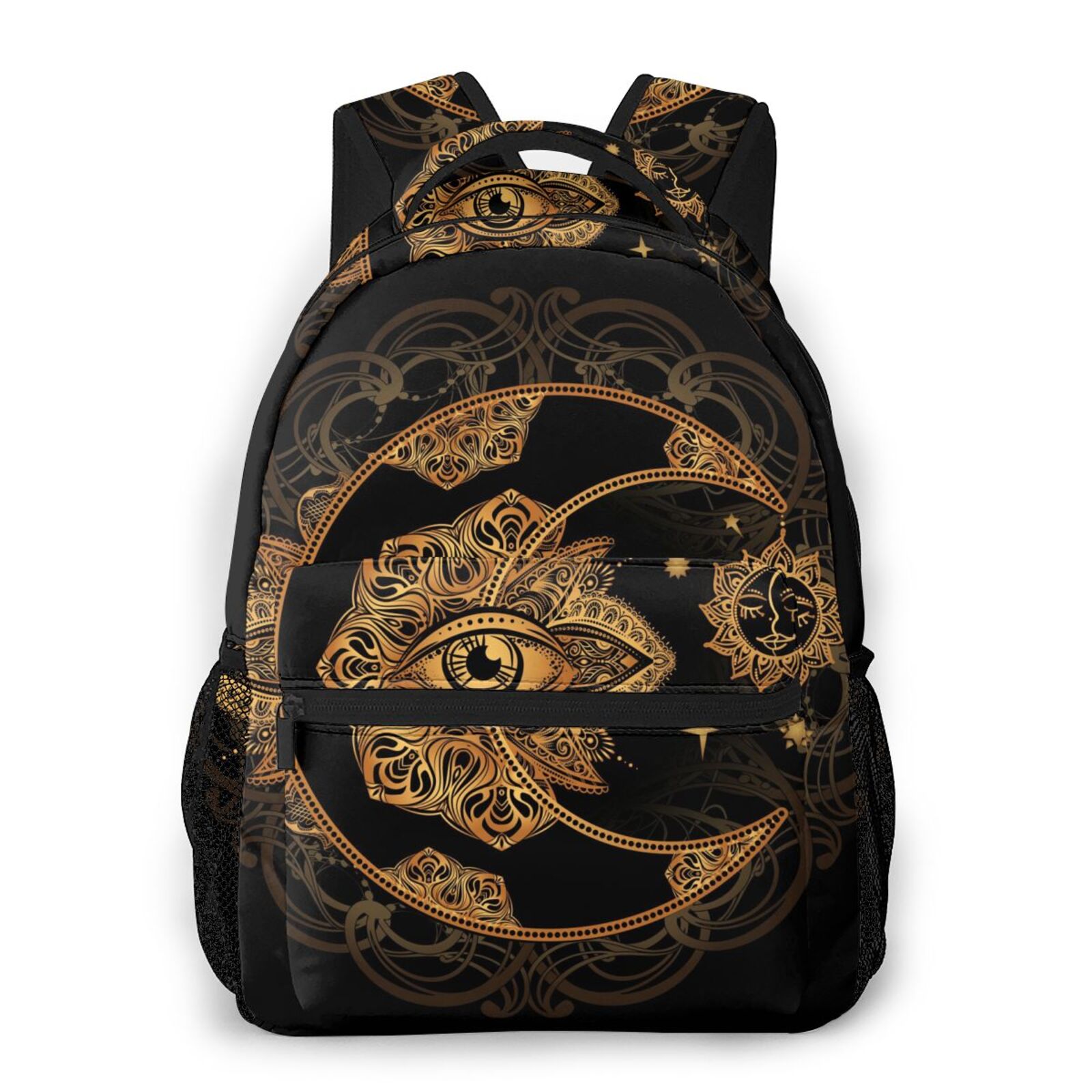 Backpack Women Shoulder Bag For Teenage Girls Boho Golden Moon And Sun Mandala Bagpack Female Ladies School Backpack