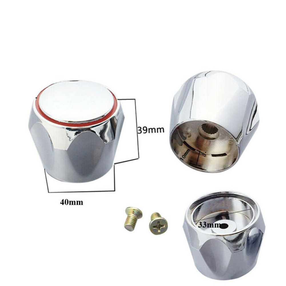 Koude Kraan Slingerknop Universele Vervanging Handvat Zilver Tone Rood + Blauw 2 Stks/set Kraan Knop Handvat Badkamer Accessoires
