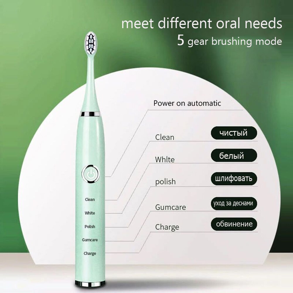 Newest Sonic Electric Toothbrushes for Adults Kids Smart Timer Rechargeable Whitening Toothbrush IPX7 Waterproof 4 Brush Head