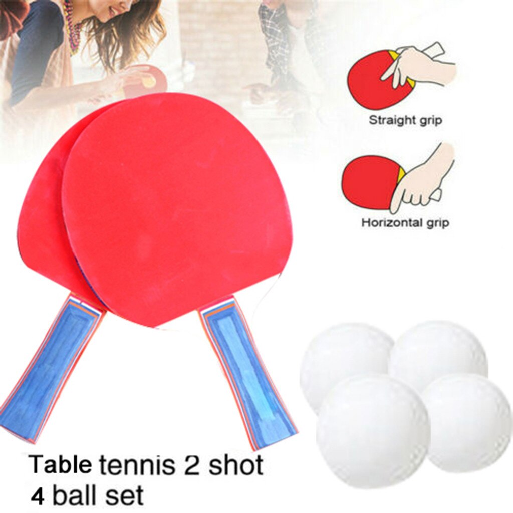 Indoor Beginner Table Tennis Racket 2PCS Paddle Bat 4Balls Set Lightweight Ping Pong Paddle Bat Training Equipment#g4