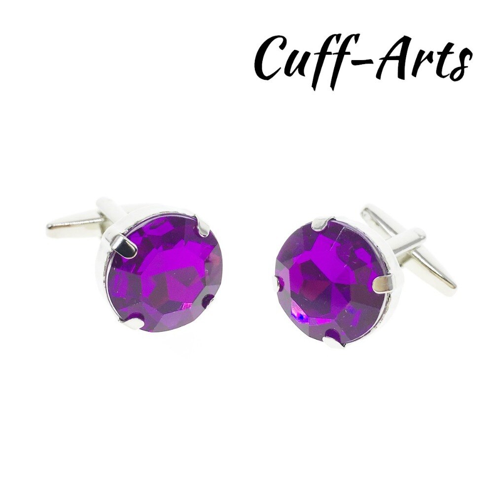 Cuffarts Luxury Men's Cufflinks Vintage Purple Crystal Cufflink Male French Shirt Wedding Party C20126