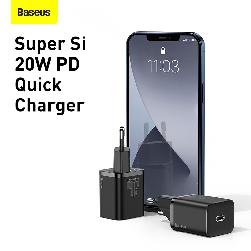 Baseus 20W Pd Super Si Usb C Lader Voor Iphone 12 Pro Max Ondersteuning QC3.0 Snel Opladen Draagbare Telefoon oplader Voor Ip 11 Pro Max