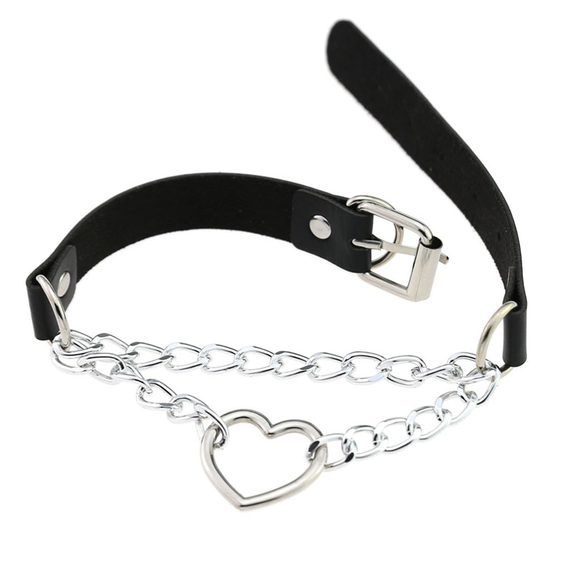Gargantilla de cadena con corazón gótico oscuro para mujer, collar harajuku Punk, Gargantilla negra para mujer y niña, gargantilla de cuero Kawaii, joyería de bruja