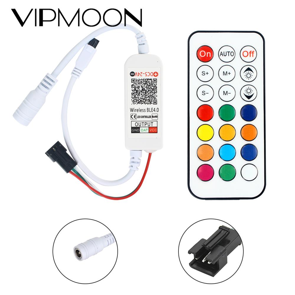 Dc5v-24v bluetooth musik ledet controller fuldfarve rgb via telefon app til 2812 2811 1903 adresserbare pixels led strip lys tape